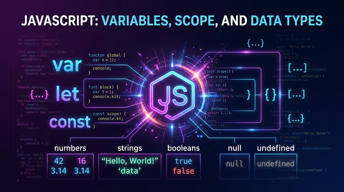 JavaScript Variables, Scope, and Data Types: A Complete Beginner's Guide